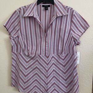 Style & co NWT women’s shirt stretch,striped color pink & light blue size 16W